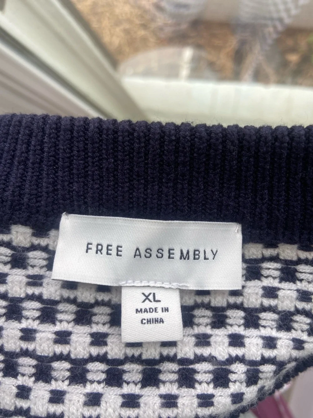 Free Assembly Navy & White Knit Button-Front Cardigan Sweater - Picture 6 of 6